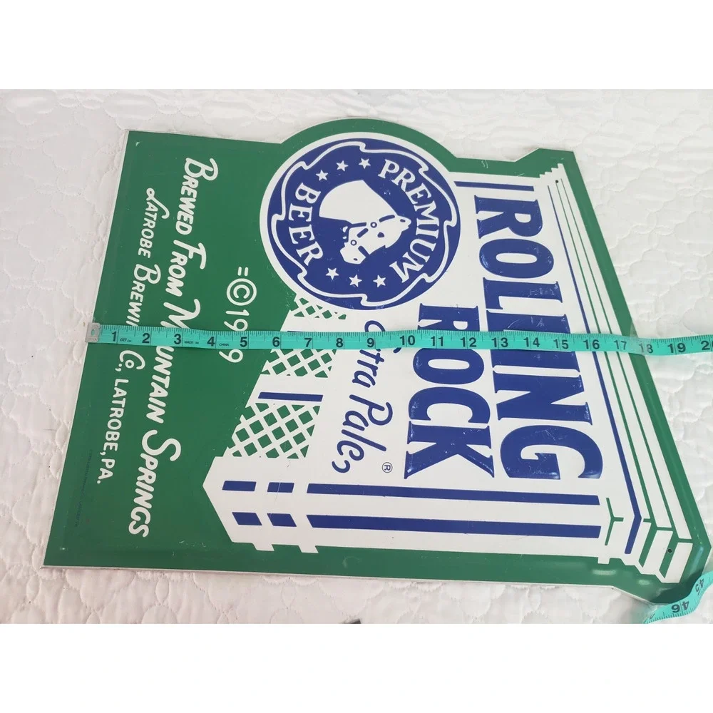 Vintage 1990 Rolling Rock Extra Pale Premium Beer Brew Sign Bar Tavern Man Cave